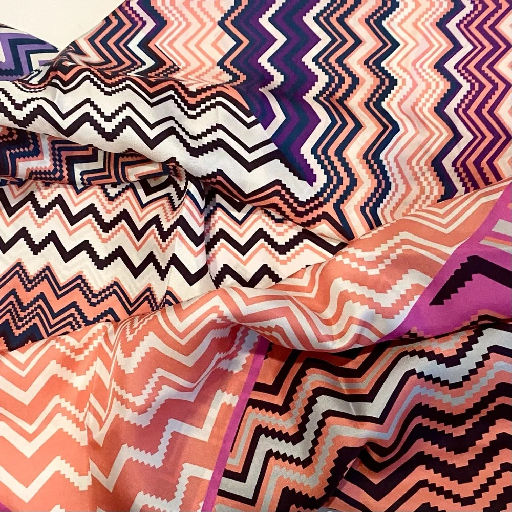 Missoni Zigzag Silk Scarf in Pink, Purple, Orange, Blue